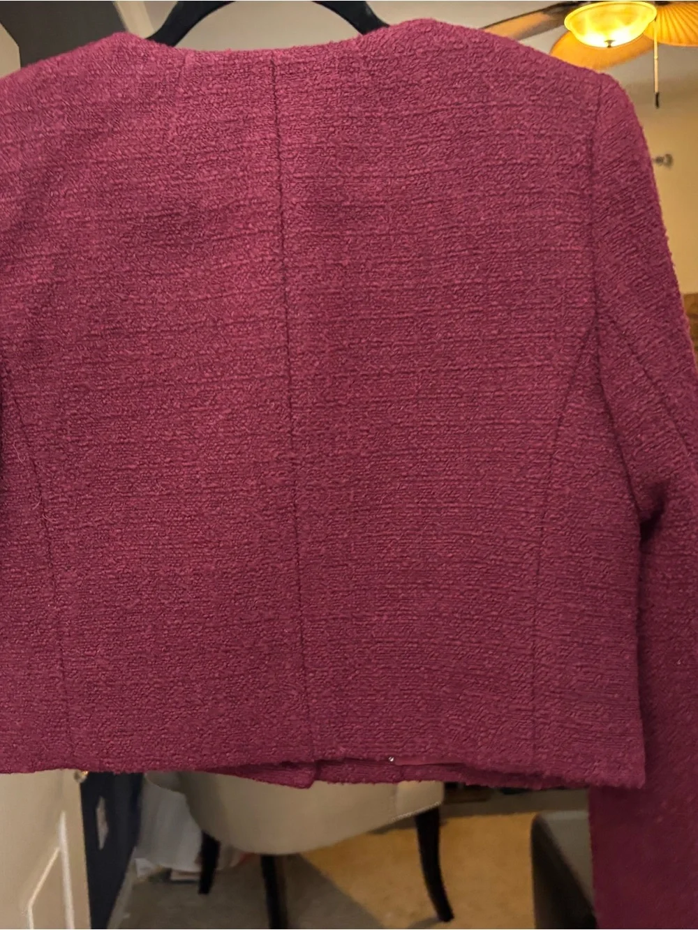 J. Crew Burgundy Textured Cropped Button-Front Lady Jacket